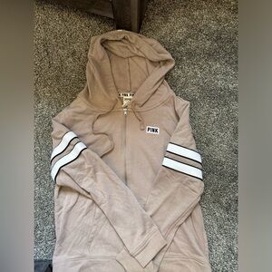 Pink hoodie in a tan color size large